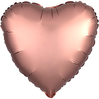 Розовое Золото Шар сердце 45см Сатин Rose Gold 1204-0830