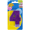 Свеча цифра "4" Глиттер, 8 см