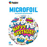 Шарик 45см H.Birthday Граффити на белом