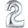  Шар цифра "2", 66см Silver 1207-3200