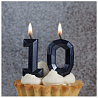 Свеча-цифра "0" Диамант черная 4,5см