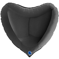 Черная Шар СЕРДЦЕ 91см Пастель Black 1204-0529
