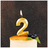 Свеча цифра 2 Грань золото блеск 7см