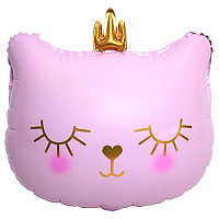 Котики Шар фигура Кошка в короне голова розовая 1207-4957