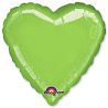 Зеленая Шарик 45см сердце металлик Lime Green 1204-0030