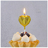 Свеча Сердце Диамант золотое 3,5см