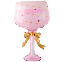 Девичник Glamour party Шар фигура Бокал розовый с бантом 1207-6762