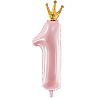  Шар цифра 1 89см с короной Light Pink 1207-4354