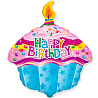  Шар фигура Happy Birthday Кекс со свечой 1207-2909