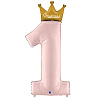 1-й День Рождения Шар цифра 1 117см Принцесса с короной 1207-4707