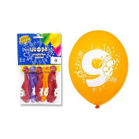 Цифры и числа Шары с рисунком цифра "9" 30см, 5шт 1111-0815
