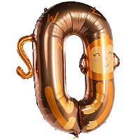 Цифры и числа Шар цифра "0" 96см Зоопарк Обезьяна 1207-5569