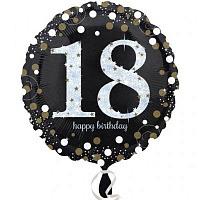 Юбилей Шар 45см Sparkling Birthday 18 gold 1202-2722
