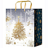 Новый год Пакет бум Снегирь золотистый 14х20см 1509-1079