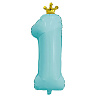 1-й День Рождения Шар цифра 1 66см С короной Aquamarine 1207-4723