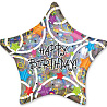 Happy Birthday Шар ДЖАМБО 81см HB Звезды разноцветные 1203-0247