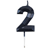 Черная Свеча-цифра "2" Диамант черная 4,5см 1502-6856