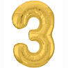 Цифры и числа Шар цифра "3", 101см Металлик Gold 1207-3814