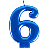Синяя Свеча -цифра "6" Синяя, 8 см 1502-6110