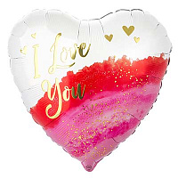 Я тебя люблю! Шар 45см I love you Акварель Red White 1202-3673